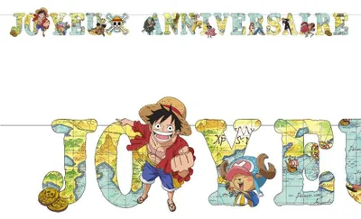 One Piece Papiergirlande, Happy Birthday, mehrfarbig, 2,25 m