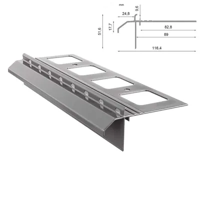 Zdjęcie produktu dla Renoplast Profil okapowy aluminiowy K20R, Do posadzki żywicznej na tarasy i balkony, Profil prosty 200cm, Szary