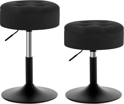 Produktbild von WOLTU 2er Set Barhocker niedrig, Sitzhocker mit Stauraum, Schminkhocker drehbar, für Bar Schminktisch Kücheninsel Tresen, Samtbezug Schwarz