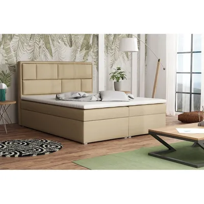 Obrázek produktu pro Boxspringová manželská postel s úložným prostorem 160x200 IVENDORF 1 - béžová + topper