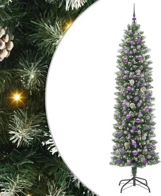 Image de vidaXL Arbre de Noël artificiel élancé vert et blanc 240 cm