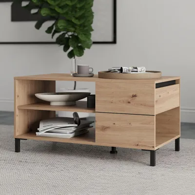 Immagine prodotto di Salentina - Tavolino da Salotto, 102x55x52h cm Marrone Rovere Nodi, un Cassetto