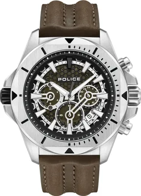 Produktbild von POLICE Herrenuhr Quarzuhr silber / braun onesize Herren 46 PEWGF0054501, PEWGF0054502, PEWGF0054503