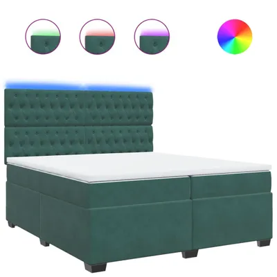 Produktbild von Boxspringbett mit Matratze Dunkelgrün 200x200 cm Samt