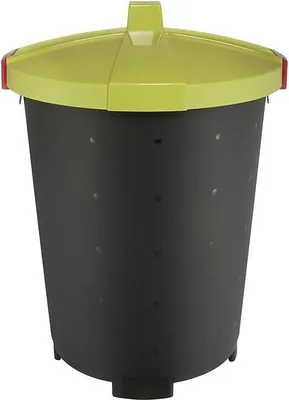 Obrázok produktu pre Odpadkový kôš 65 l s uzatvárateľným vekom a praktickými háčikmi – čierny/zelený