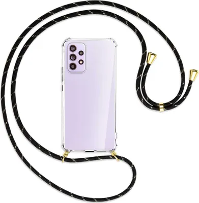 Produktbild von Handykette Backcover-Schutzhülle mit Band (Metall goldfarben) für Samsung Galaxy A53 5G - schwarz/gold