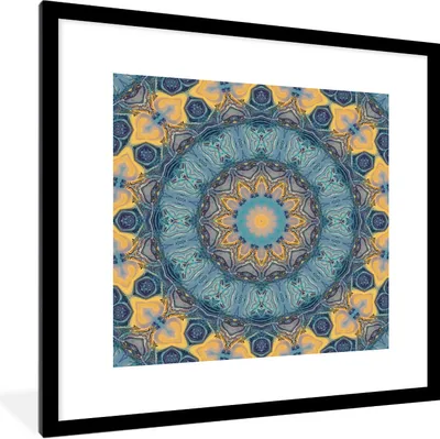 Produktbild von MuchoWow® Gerahmtes Poster Kreis - Blau - Mandala 40x40 cm - Poster mit Schwarzem Bilderrahmen Wandposter Rahmen Foto Bilder - Poster - Plakat im Rahmen