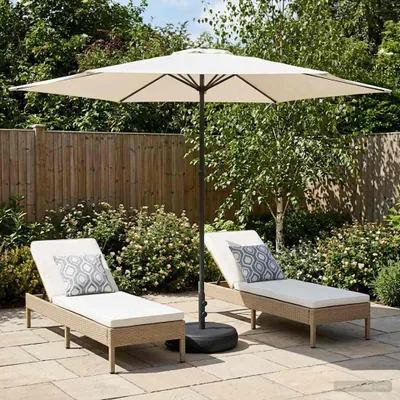 Imagen del producto de Maison Exclusive - Parasol para jardín con base, rectangular, 3 x 3 metros, color crema, fabricado en poliéster