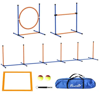 Produktbild von Hunde Agiliy Set Hundeparcours 1 Reifen 1 Hürde 1 Slalom Set 352 cm x, für Hundetraining
