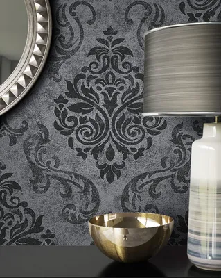 Produktbild von NEWROOM Tapete Schwarz Vliestapete Ornament - Wohnzimmer Barock Grau Anthrazit    Glamour