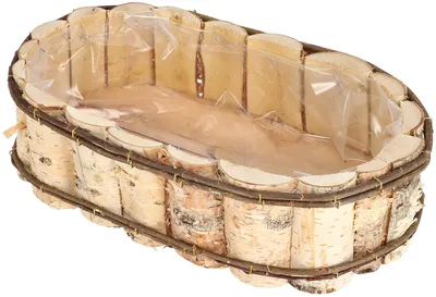 Productafbeelding van KOTARBAU® Natuurlijke ovale berkenhouten bloempot met binnenfolie voor het balkon, 45 x 26 x 12 cm