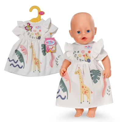 Produktbild von BABY born Kleid Giraffe mit gerüschten Ärmeln und Dschungelmotiven für 43cm Puppen