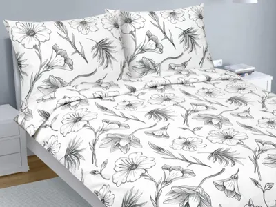 Zdjęcie produktu dla Bawełniana pościel na podwójnym łóżku - 1 szt. 180x220, 70x90 - biała, szara
