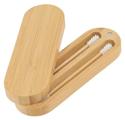 Produktbild von Bambusdose für wattestäbchen x 2 silcione bambus wiederverwendbar - bambus - Tendance