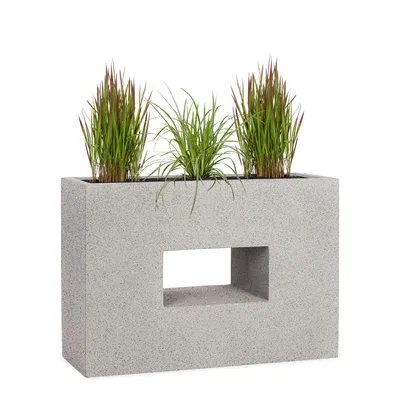 Produktbild von PFLANZWERK® Hochbeet Pflanzkübel VISTA 75cm GRANIT GRAU Premium Blumenkübel Fiberglas Lotus-Effekt Fiberglas - Frostbeständig - Handgefertigt -