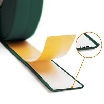 Produktbild von QUEST Weichsockelleiste selbstklebend 10x10mm, 5m mm, PVC-Kunststoff, Schaumklebeband, für Küche und Bad, Dichtungsband, grün