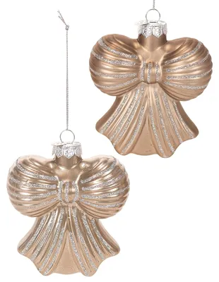 Produktbild von Weihnachtsanhänger Glas Schleife für stilvolle Festdekoration, 2 Stück