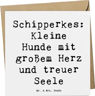 Produktbild von Mr. & Mrs. Panda Glückwunschkarte Spruch Schipperkes Herz - Weiß - Geschenk, treuer Begleiter, Hunderassen, Grußkarte, doppelkarte, Klappkarte, intelligente Haustiere