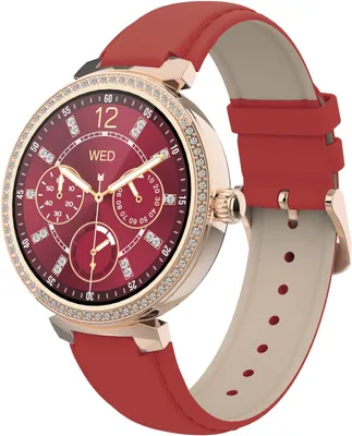 Produktbild von Smartwatch SW063E - Rote Farbe - Sprachassistent, Bluetooth-Anrufe, 22 Sportmodi, Herzfrequenzüberwachung - Silikonband - Größe 39,8 x 10,5 mm (Rot)