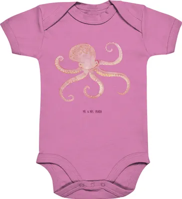 Produktbild von Mr. & Mrs. Panda Babybody Tintenfisch 1. - 3. Monat - Bubble Gum Pink - Geschenk, Ozean, Wasser, babyanzug, babykleidung body, Einteiler, Meer, Strampler Baby, Meerestier
