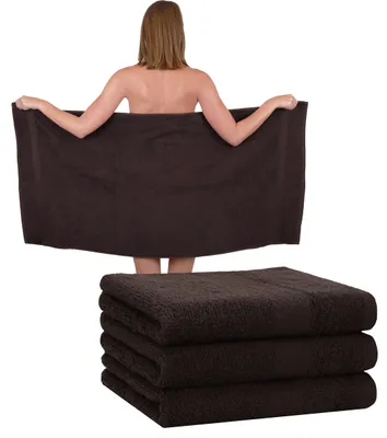 Produktbild von Betz 4 Stück Duschtücher 70 x 140 cm PREMIUM 100% Baumwolle Liegetuch Strandtuch   Farbe: dunkelbraun