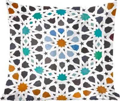 Produktbild von MuchoWow® Zierkissen Sofakissen Wohnzimmer Dekokissen 60x60 cm Ein marokkanisches Mosaikdetail - Sitzfläche - Foto Polster