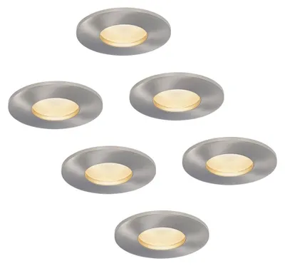 Image de HOFTRONIC - Spot LED encastrable plat 6W 570lm 4000K IP44 inox 6 pièces