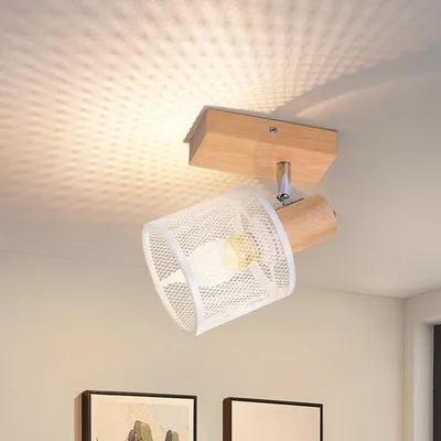 Productafbeelding van Vintage 1 Vlam Plafondspot - Houten LED Plafondlamp voor Slaapkamer, Hal, Keuken en Woonkamer
