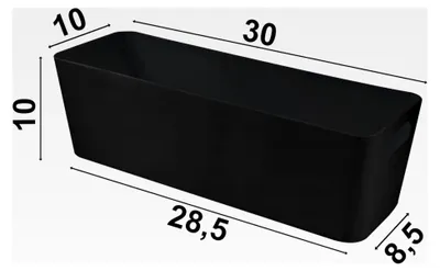 Produktbild von 3er Set Ordnungsboxen - 10 cm hoch - schwarz - 30x10x10 cm - 2 Liter - Ordnungskorb - Wandregal - Schubladenorganizer - schmaler Korb - Badezimmer