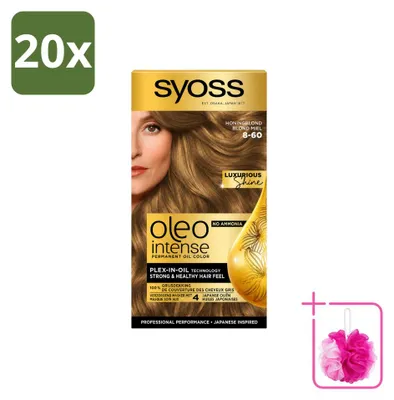 Obrázok produktu pre 20 ks SYOSS Oleo Intense 8-60 Medový blond - Trvalá farba na vlasy bez amoniaku - Ekonomické balenie - 20 kusov