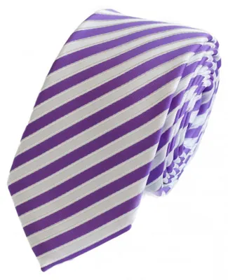 Produktbild von Fabio Farini - 1 Stück gestreifte Herren Krawatte - Tie mit Streifen in 6cm oder 8cm Breite Schmal (6cm), Violett/Weiß