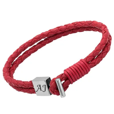 Produktbild von Unique Lederarmband: Rot mit Edelstahlverschluss LB0279 (Länge: 19cm)