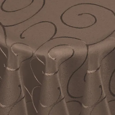 Produktbild von DecoHomeTextil Kringel Circle Tafeldecke Ornamente Damast Tischdecke Dunkelbraun Rund 160 cm