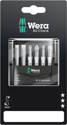 Zdjęcie produktu dla Wera 05073410001, 6 szt., Phillips, Pozidriv, Gniazdo, PH 1, PH 2, PZ 1, PZ 2, 175 mm, 15 mm