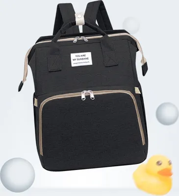 Produktbild von Baby Wickelrucksack Wickeltasche Rucksack mit tragbarer Wickelauflage, Schnullerhalter und Kinderwagengurten, Babytasche Multifunktional für Mama und Papa, schwarz
