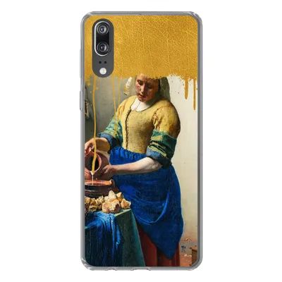 Produktbild von MuchoWow® Handyhülle Schutzhülle Hülle für Huawei P20 Milchmädchen - Gold - Alte Meister Silikon Softcase Handy Hülle - Hardcover