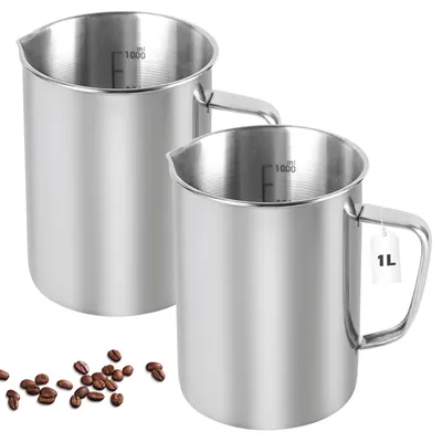 Edelstahl-Messbecher 2er-Set, 1000 ml, mit Skala, spülmaschinengeeignet