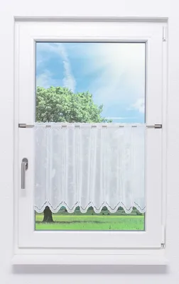 Produktbild von Scheibengardine von Lysel - Bogenmuster  (Bx H) 64,8cm * 45cm reinweiß/Weiß
