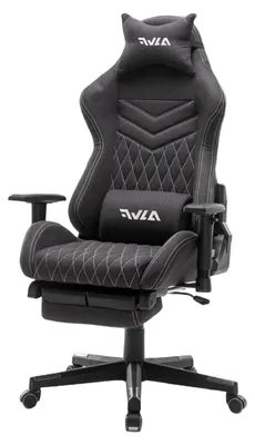 Obrázek produktu pro Herní židle – Ergonomická herní židle s prodyšnou látkou a opěrkou nohou, černá barva