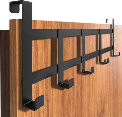 Productafbeelding van Deurkapstok om op te hangen - Zwart, Ruimtebesparende Kledinghaken met Stabiele Ophanghaken