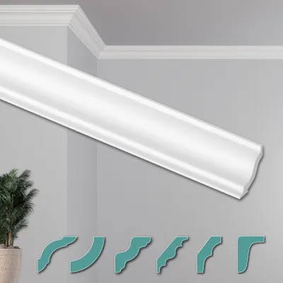 Produktbild von HEXIMO Deckenleisten modern XPS Styropor weiß, 2 Meter Stuckleisten Styroporleisten Zierleisten Stuck Eckleisten (50 Meter Deckenleisten ZG13)