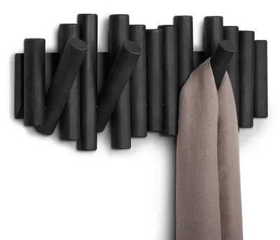Image de Umbra Portemanteau Picket, avec 5 crochets de vestiaire, décoration murale, portemanteau, pin, noir, 1011471-040