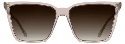 Zdjęcie produktu dla Okulary przeciwsłoneczne damskie Calvin Klein CK26506S - przezroczysty odcień beżu z gradientowym brązowym szkłem