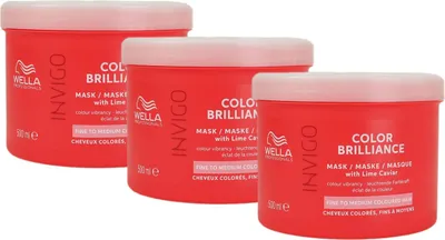 Produktbild von Wella Invigo Color Brilliance Mask 3 x 500 ml für feines normales coloriertes Haar Set