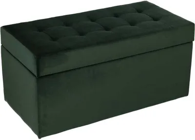 Obrázok produktu pre mg dizajnová čalúnená stolička, 45x90 cm, farba tmavozelená - mäkký sedák, skladacia s úložným priestorom (105 l) vydrží zaťaženie do 100 kg