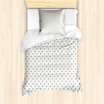 Produktbild von ABAKUHAUS Geometrisch Mantele, Pale Floral, Milbensicher Allergiker geeignet mit Kissenbezügen, 135 cm x 200 cm - 80 x 80 cm, grau Beige