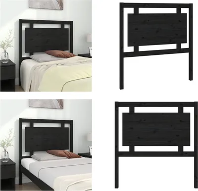 Produktbild von vidaXL Kopfteil Schwarz 95,5x4x100 cm Massivholz Kiefer - Kopfteil - Kopfteile - Bettkopfteil - Holzkopfteil