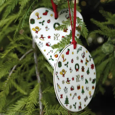 Productafbeelding van Taitù - Kerstornament van porselein, "MERRY CHRISTMAS", rond
