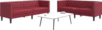 Produktbild von vidaXL 2-tlg. Chesterfield-Sofa-Set Weinrot Kunstleder