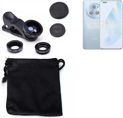 Produktbild von K-S-Trade Smartphone Kamera Linsen Set Kompatibel mit Honor Magic5 3in1 Clip-On Kamera Adapter Macro Weitwinkel FishEye Fischauge Objektiv Linse